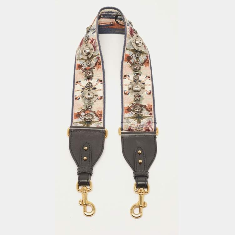 Pre Owned Dior Multicolor Canvas and Leather KaleiDiorscopic Studded Shoulder Bag Strap