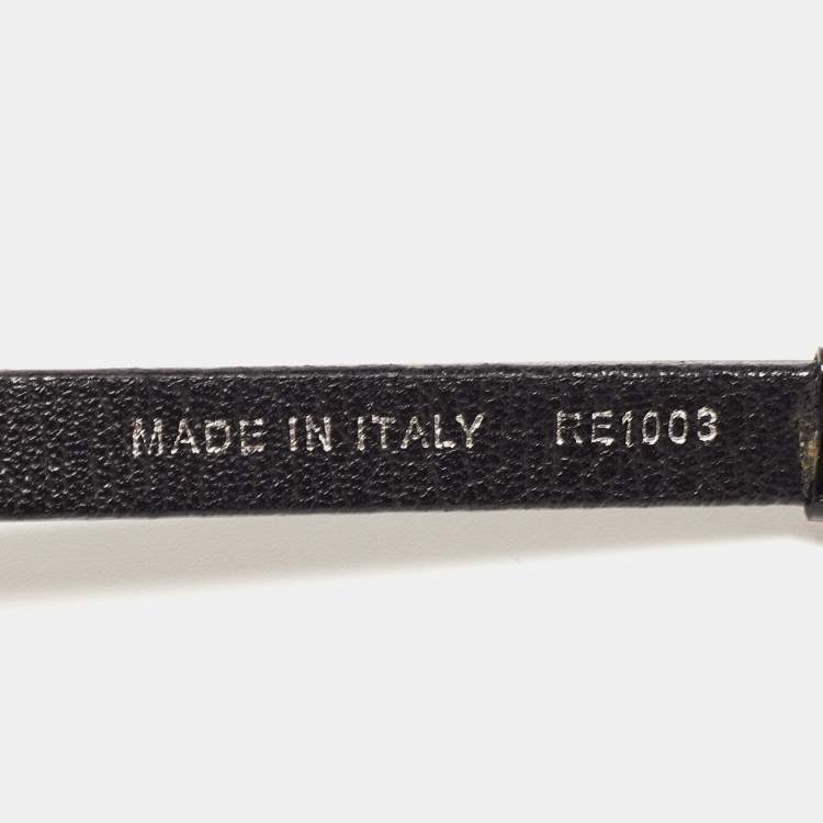 Pre Owned Dior Black Patent Leather Crystals Clasp Logo Waist Belt  