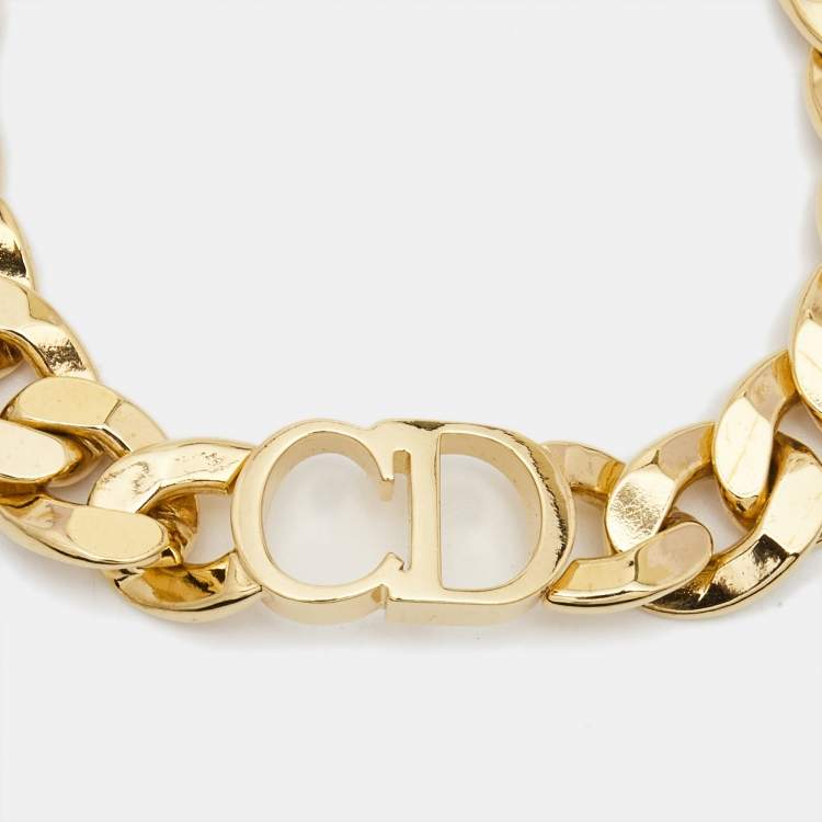 Pre Owned Dior CD Logo Danseuse Étoile Gold Tone Bracelet