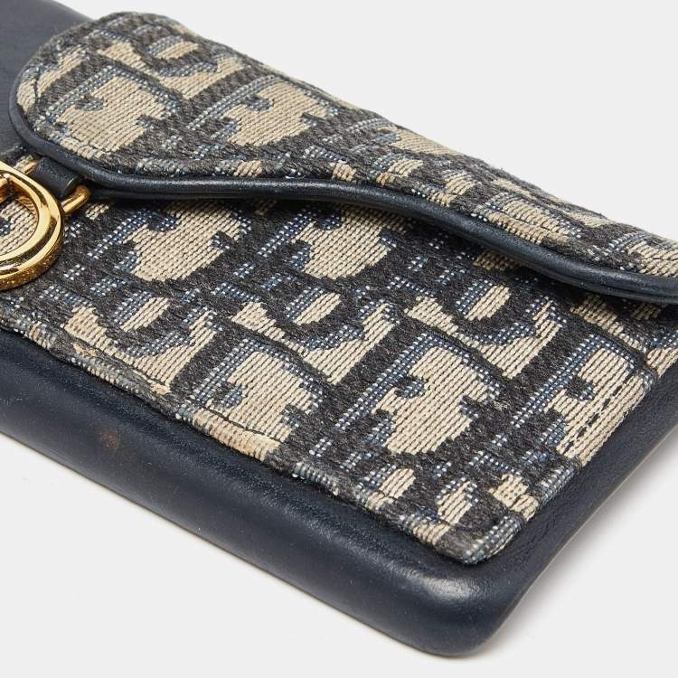 Pre Owned Dior Blue Oblique Canvas and Leather iPhone X Case