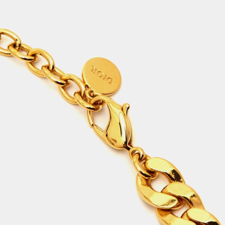 Pre Owned Dior 30 Montaigne Gold Tone Chain Link Choker Necklace