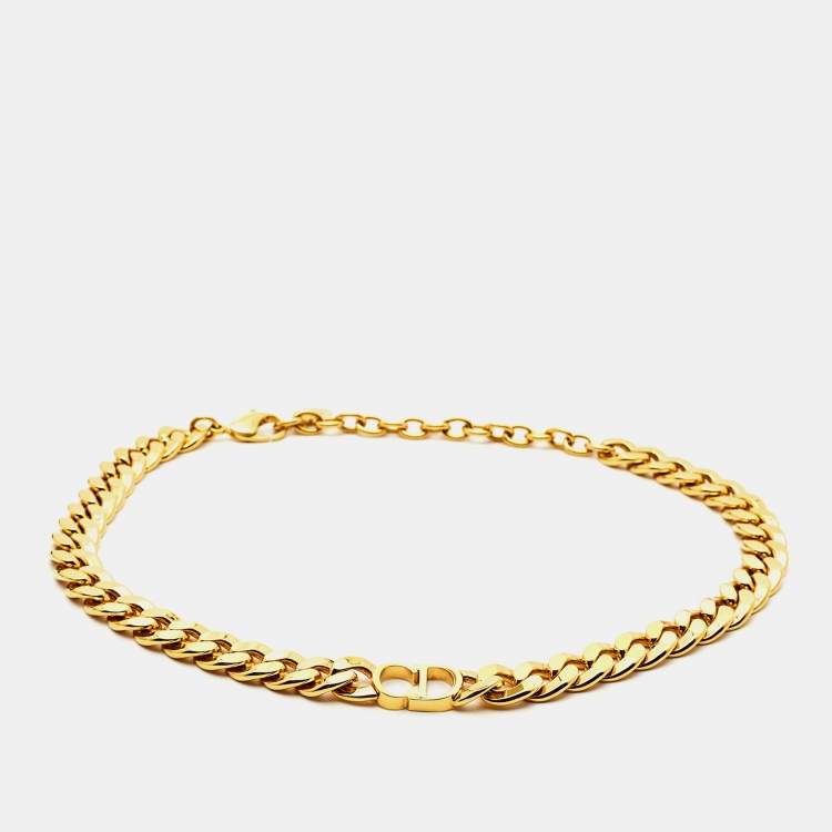 Pre Owned Dior 30 Montaigne Gold Tone Chain Link Choker Necklace