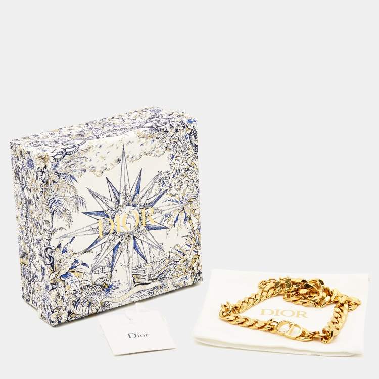 Pre Owned Dior 30 Montaigne Gold Tone Chain Link Choker Necklace