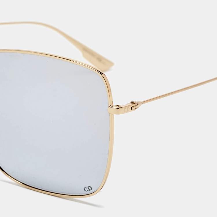 Pre Owned Dior Black/Gold Black Mirrored Stellaire Square Sunglasses