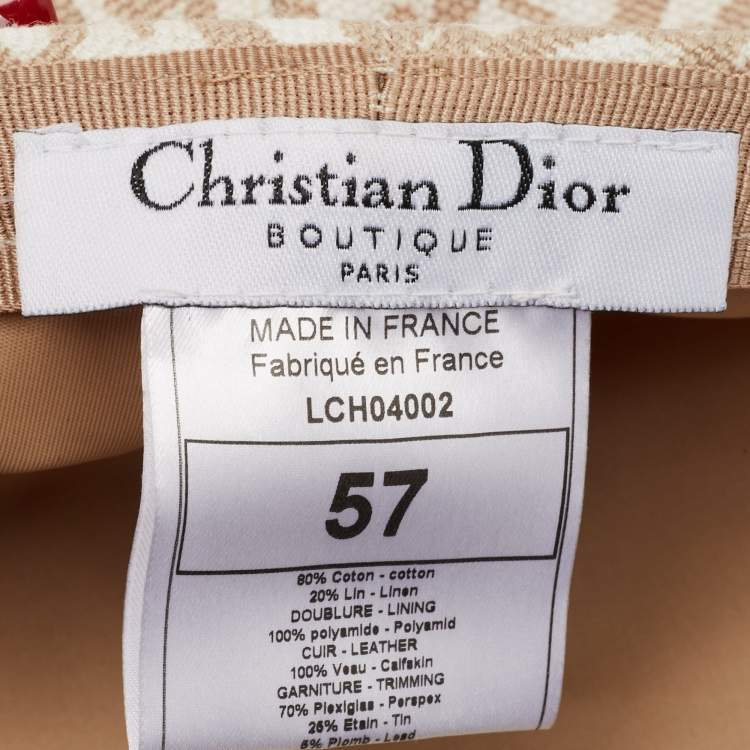 Pre Owned Dior Vintage Beige Diorissimo Cotton Charms Embellished Paper Boy Beret Hat