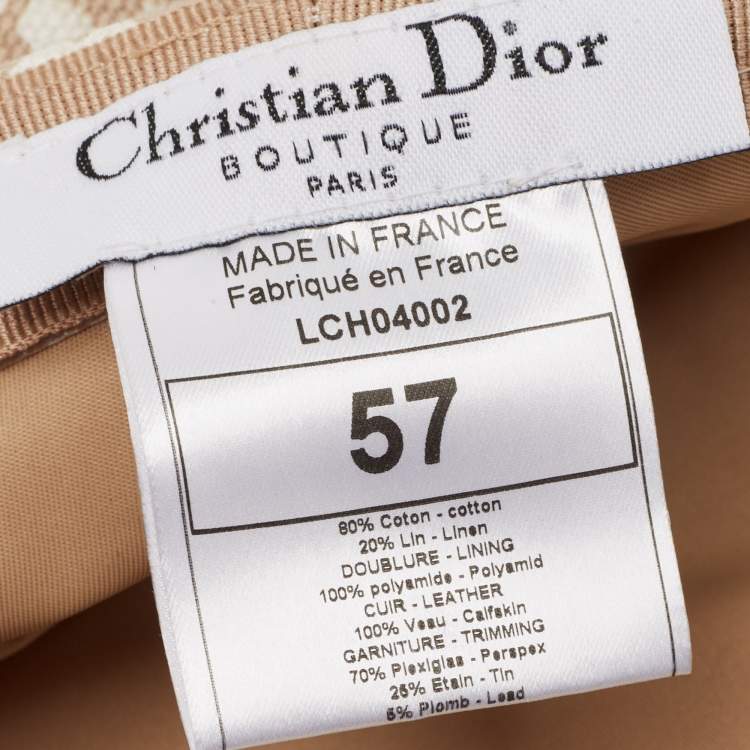 Pre Owned Dior Vintage Beige Diorissimo Cotton Charms Embellished Paper Boy Beret Hat