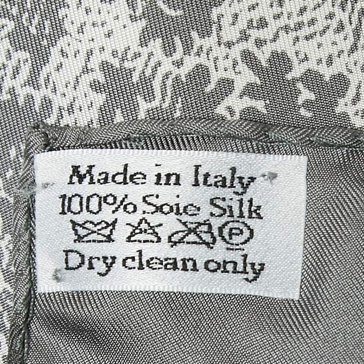 Pre Owned Dior Grey Silk Foulard Toile De Jouy Scarf