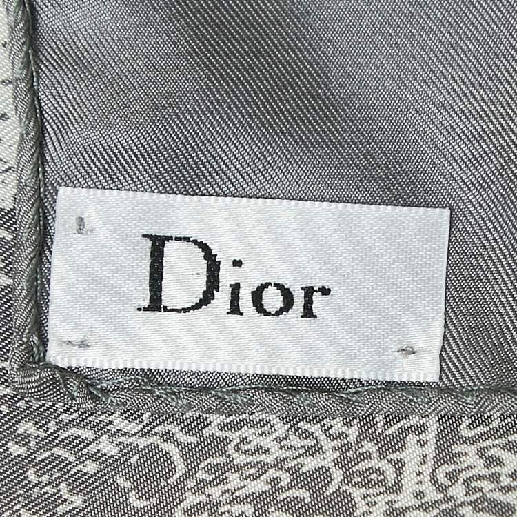 Pre Owned Dior Grey Silk Foulard Toile De Jouy Scarf