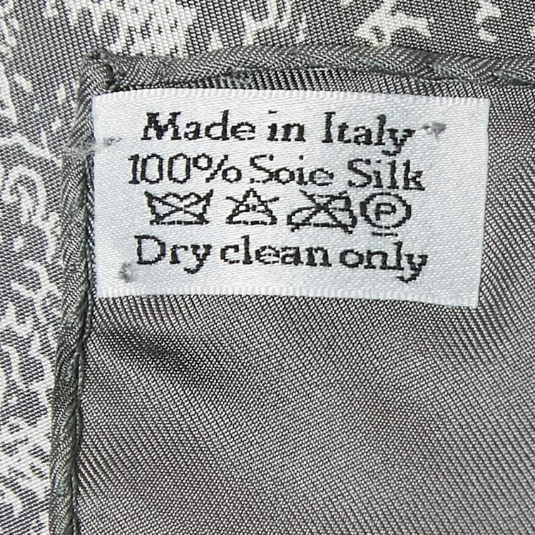 Pre Owned Dior Grey Silk Foulard Toile De Jouy Scarf