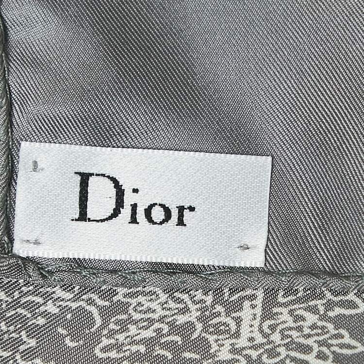 Pre Owned Dior Grey Silk Foulard Toile De Jouy Scarf