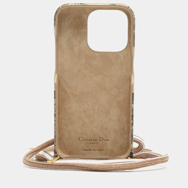 Dior Beige/Black Leather Diortravel iPhone 14 Pro Cord Case Dior | TLC