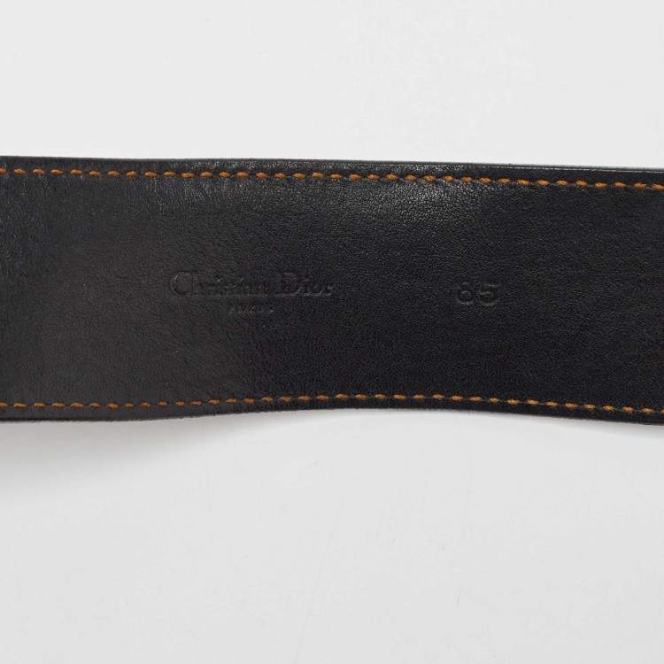 Pre Owned Christian Dior Black Leather Gaucho Belt 85CM