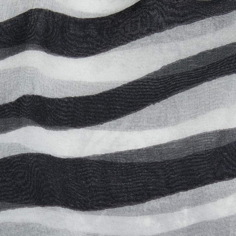 Pre Owned Dior Black & White Print Silk Stole