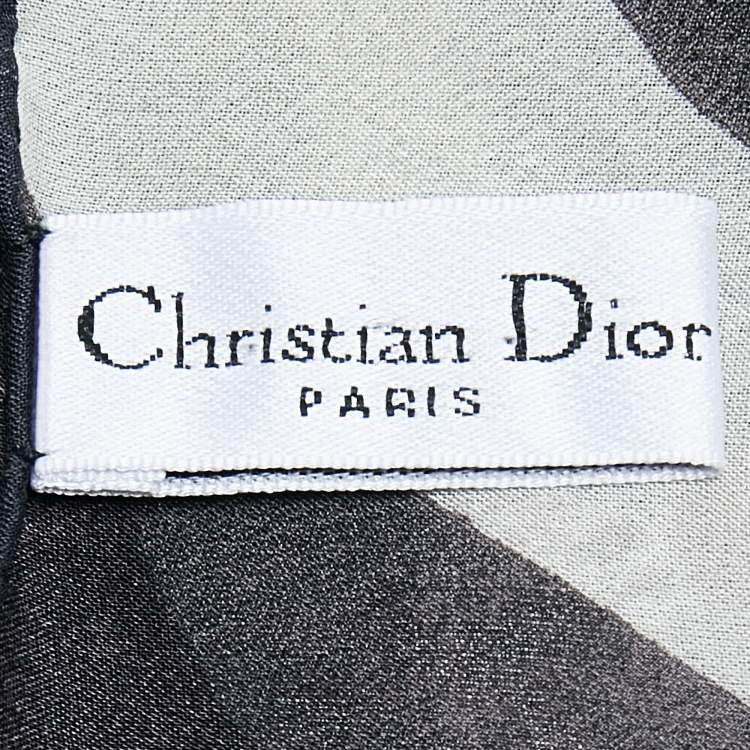 Pre Owned Dior Black & White Print Silk Stole