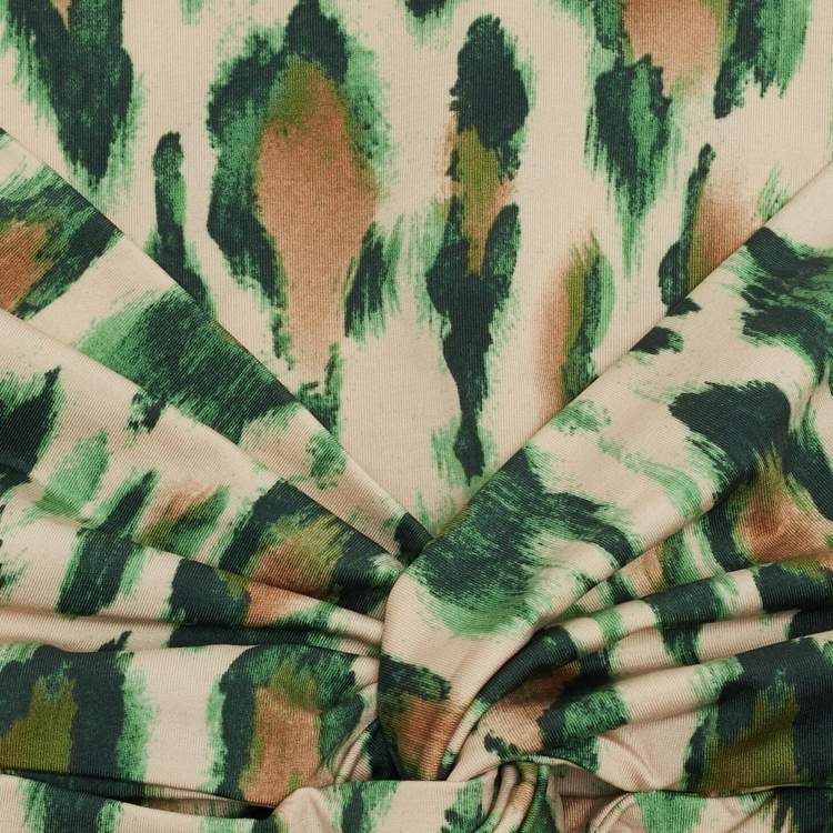 Pre Owned Dior Vintage Beige/Green Leopard Print Nylon Head Band One Size