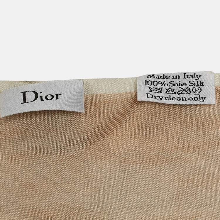 Pre Owned Dior White/Pink Print Silk Mitzah Scarf