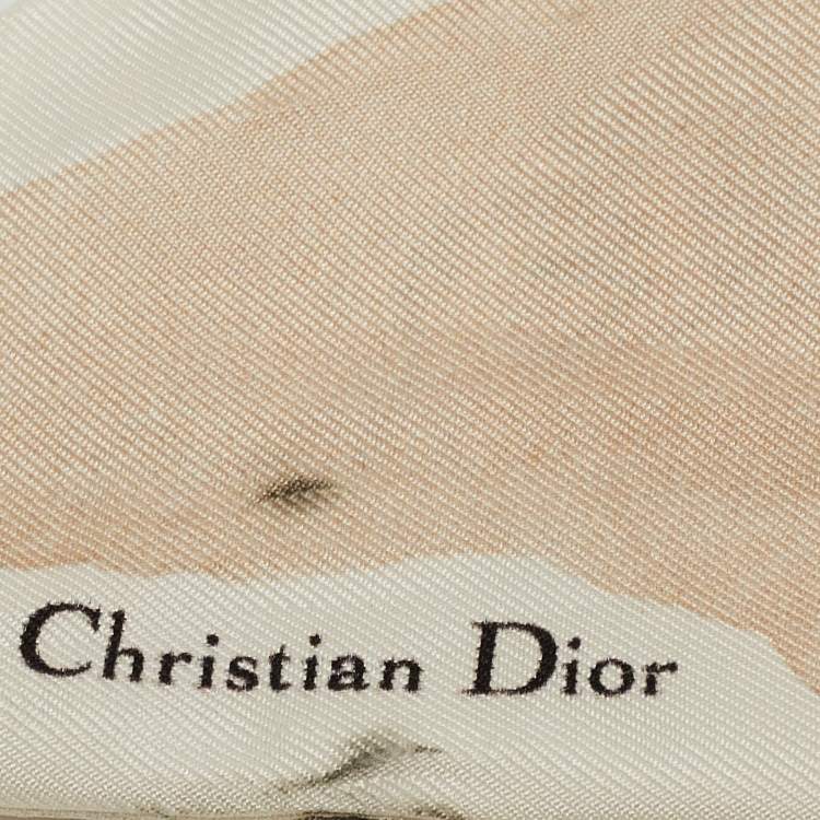 Pre Owned Dior White/Pink Print Silk Mitzah Scarf