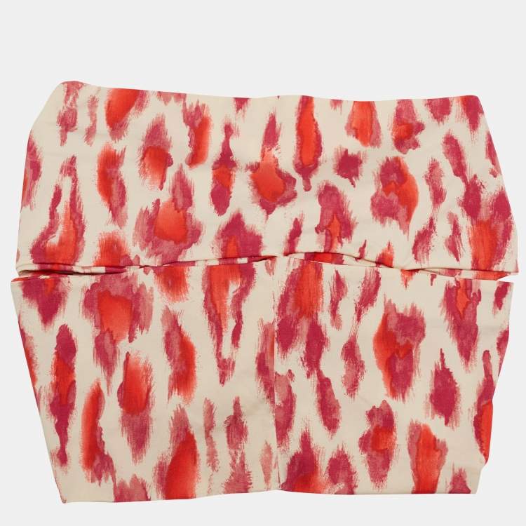 Pre Owned Dior Vintage Beige/Pink Leopard Print Nylon Head Band One Size