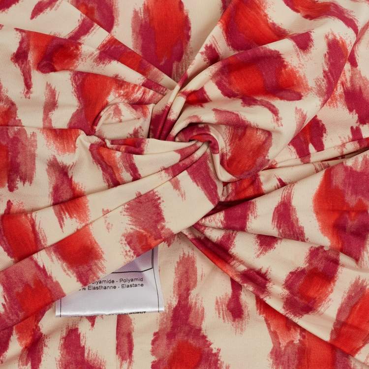 Pre Owned Dior Vintage Beige/Pink Leopard Print Nylon Head Band One Size
