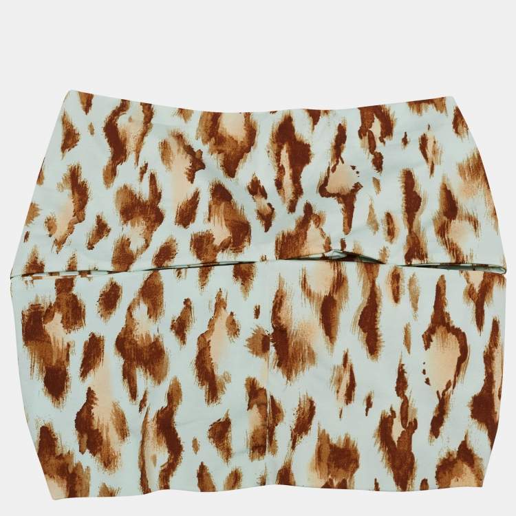 Pre Owned Dior Vintage Mint Green Leopard Print Nylon Head Band One Size