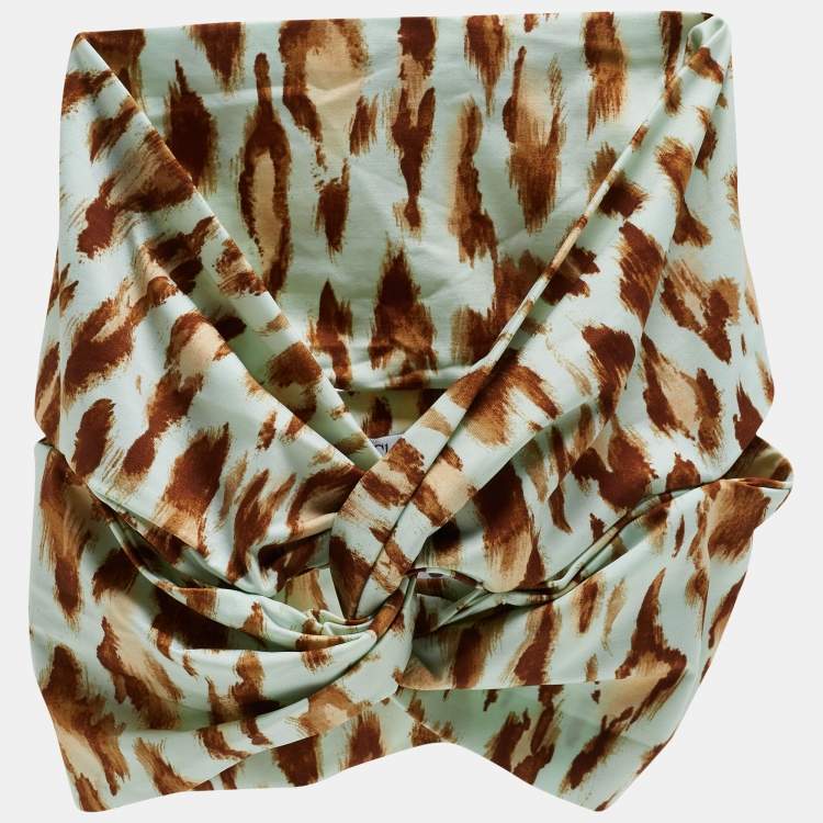 Pre Owned Dior Vintage Mint Green Leopard Print Nylon Head Band One Size