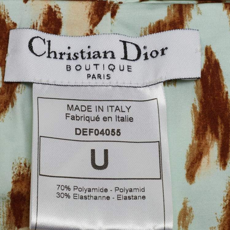 Pre Owned Dior Vintage Mint Green Leopard Print Nylon Head Band One Size