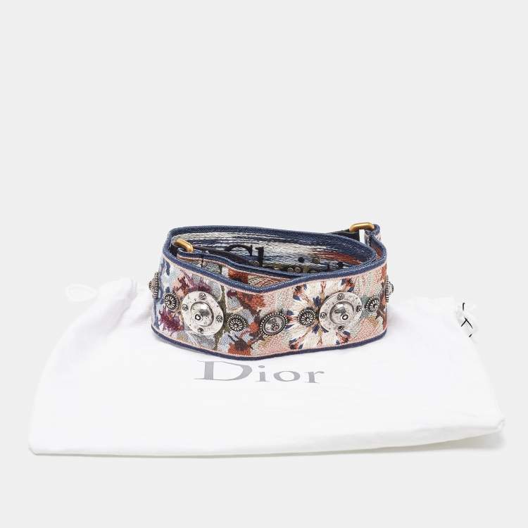 Pre Owned Dior Multicolor Canvas and Leather Studded Shoulder Bag Strap