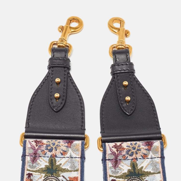Pre Owned Dior Multicolor Canvas and Leather Studded Shoulder Bag Strap