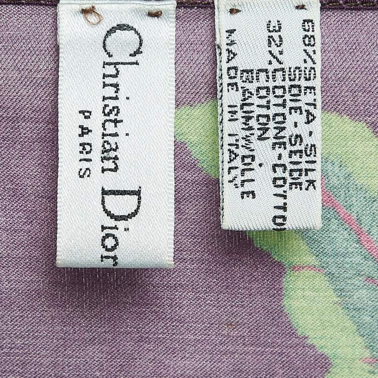 Pre Owned Dior Vintage Purple Print Silk Blend Square Scarf 