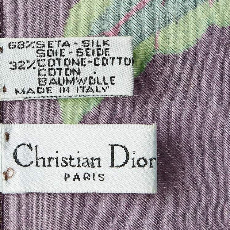 Pre Owned Dior Vintage Purple Print Silk Blend Square Scarf 