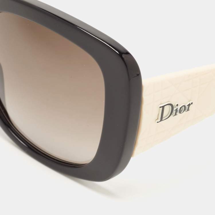 Pre Owned Dior Black/Ivory G4FHA Dior Lady Lady 1 Square Sunglasses
