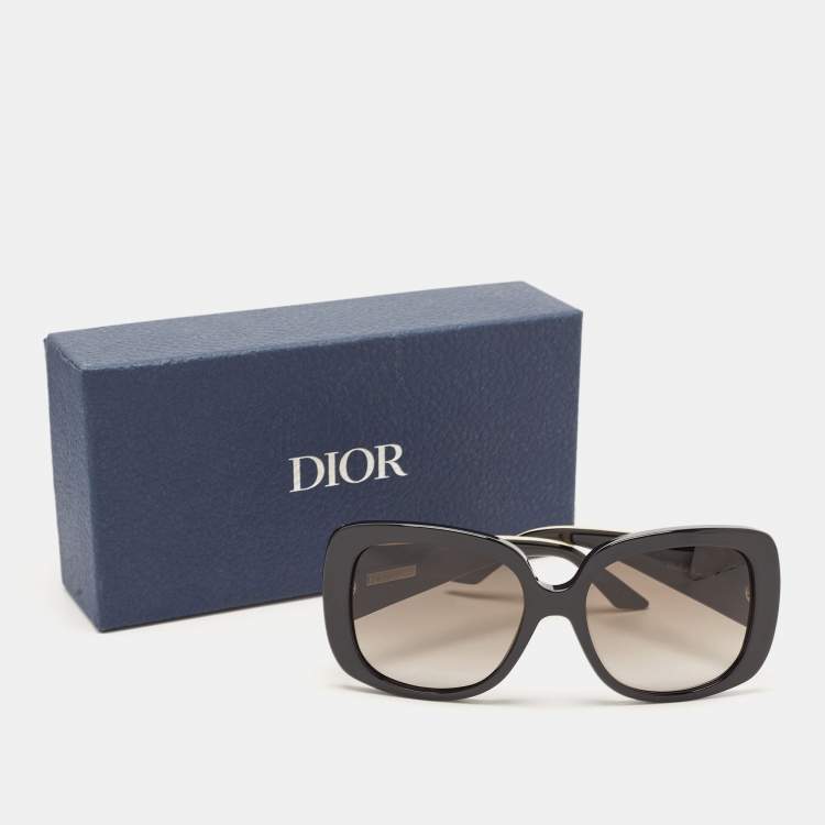 Pre Owned Dior Black/Ivory G4FHA Dior Lady Lady 1 Square Sunglasses