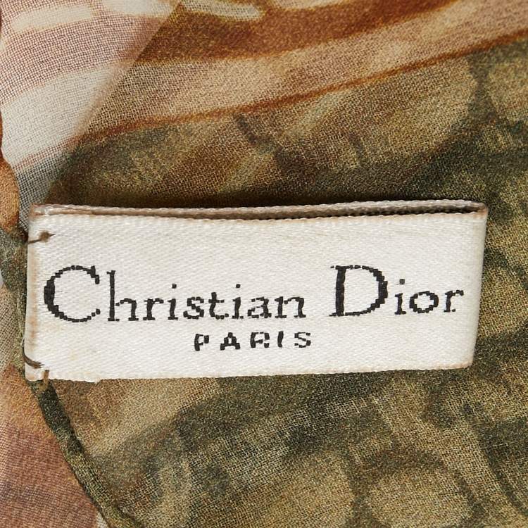 Pre Owned Dior Green Oblique Chain Print Silk Stole