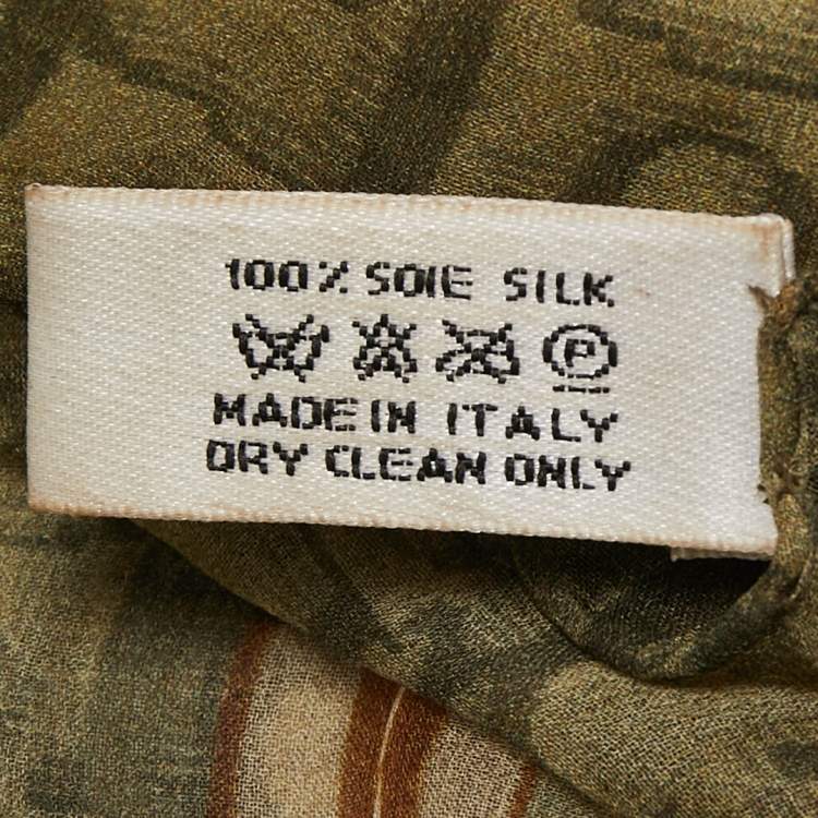 Pre Owned Dior Green Oblique Chain Print Silk Stole