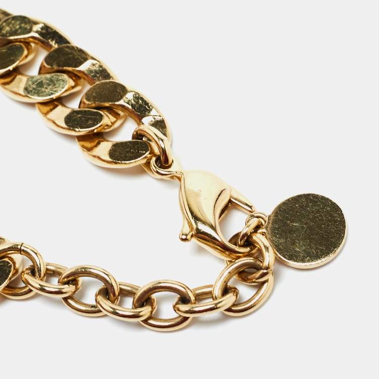 Pre Owned Dior CD Danseuse Étoile Gold Tone Chain Bracelet