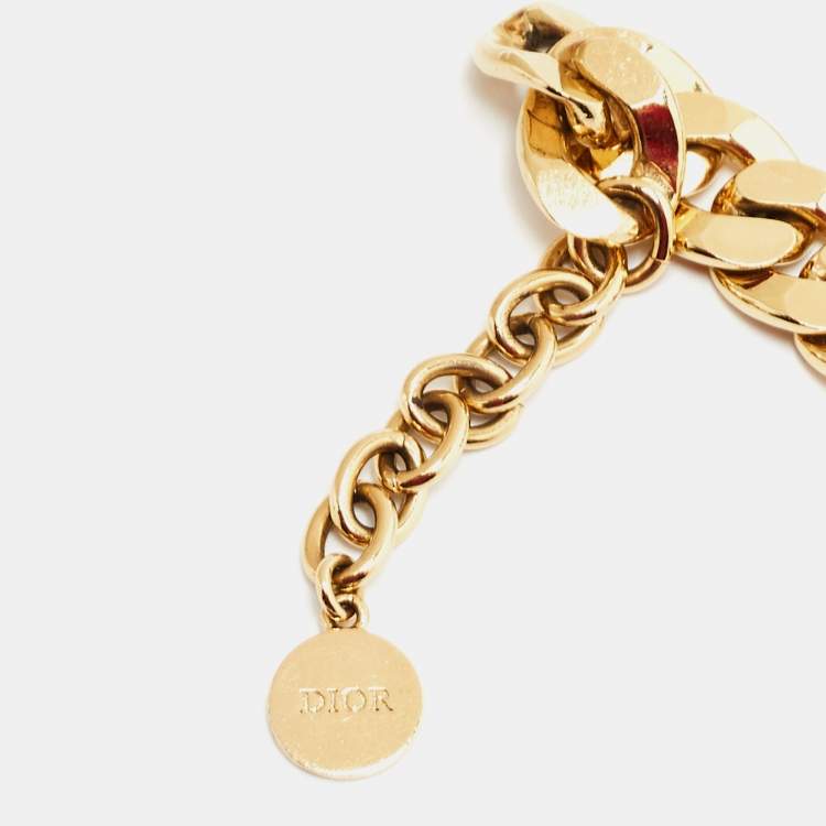 Pre Owned Dior CD Danseuse Étoile Gold Tone Chain Bracelet