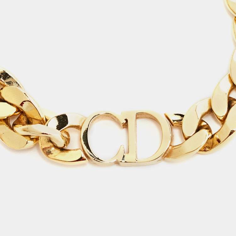 Pre Owned Dior CD Danseuse Étoile Gold Tone Chain Bracelet