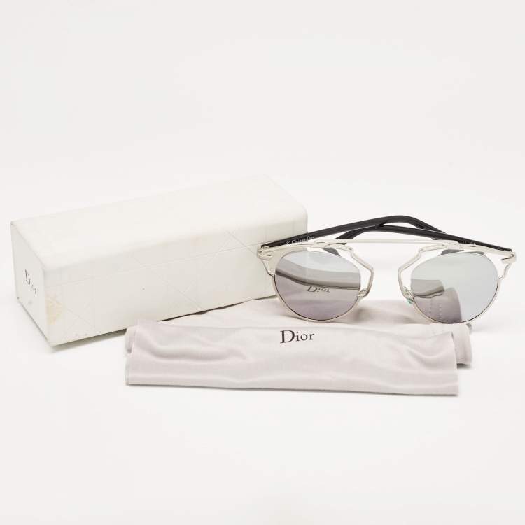 Pre Owned Dior Silver Mirrored APPDC So Real Round Sunglasses