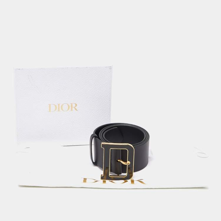 Pre Owned Dior Black Leather Wide Waist Belt 85CM