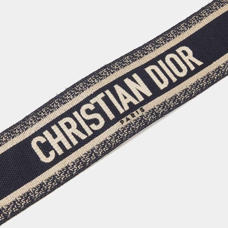 Pre Owned Dior Blue Canvas and Leather Studded Saddle Shoulder Bag Strap
