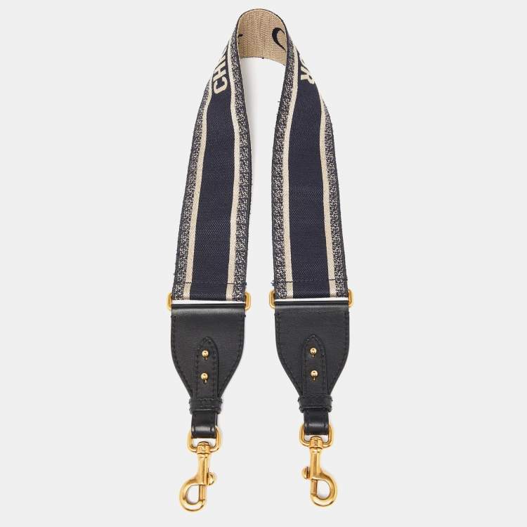 Pre Owned Dior Blue Canvas and Leather Studded Saddle Shoulder Bag Strap