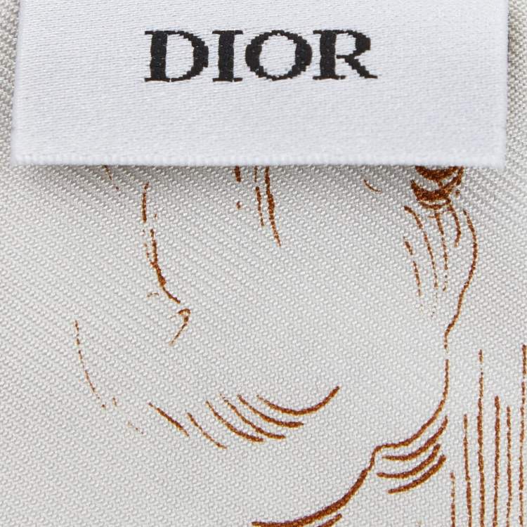 مملوكة مسبقًا Dior White Toile de Jouy Silk Mitzah Scarf