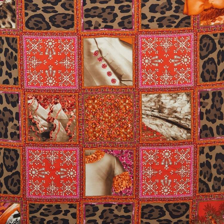مملوكة مسبقًا Dior Multicolor Jewel & Animal Print Silk Scarf