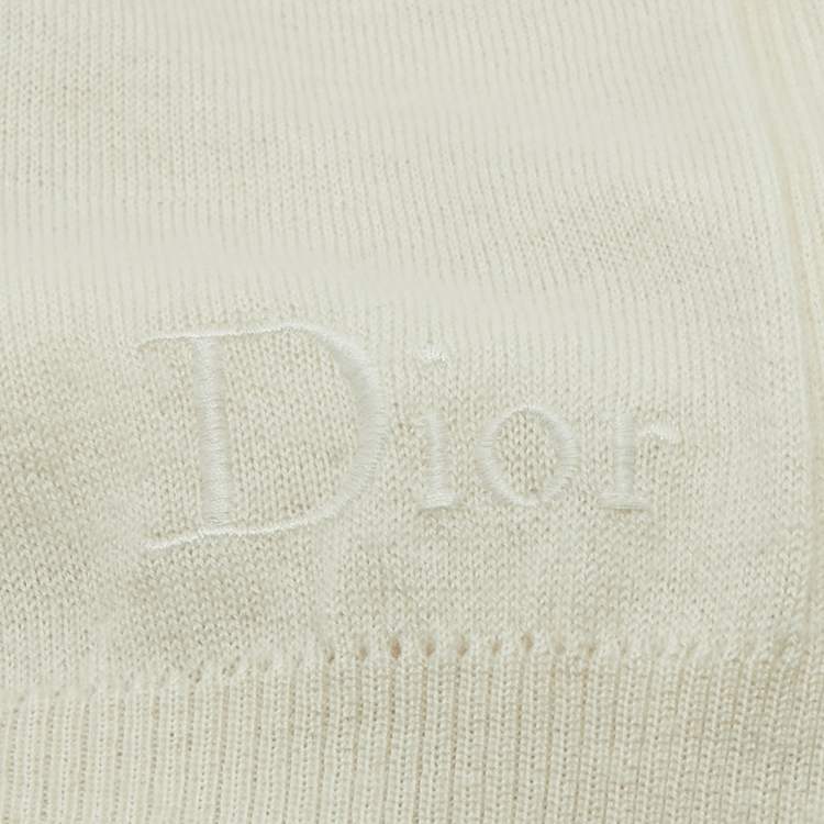 Pre Owned Dior Cream Cashmere Fringe Shawl