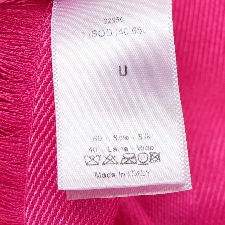 Pre Owned Dior Pink So Dior Jacquard Silk & Wool Shawl