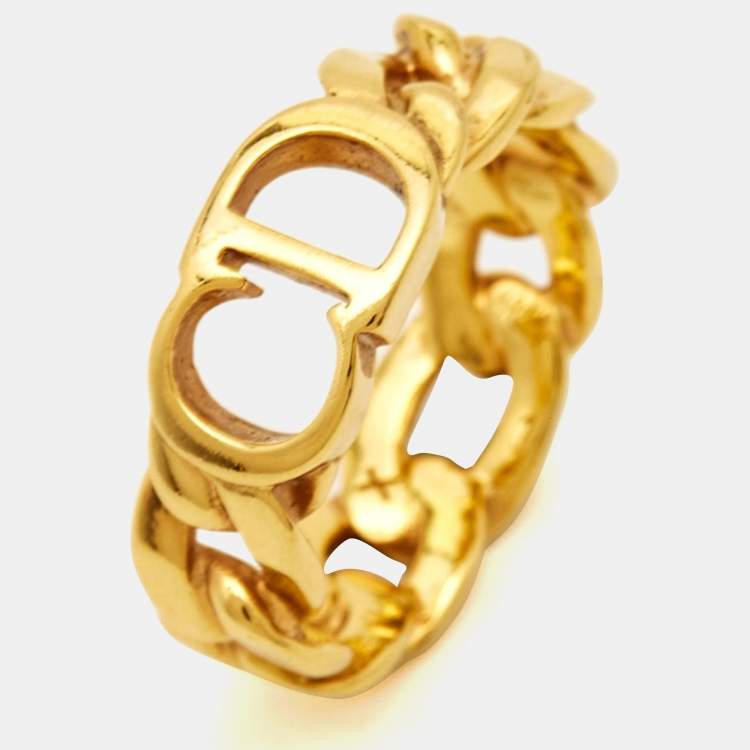 Pre Owned Dior Danseuse Étoile Gold Tone Ring Size 57
