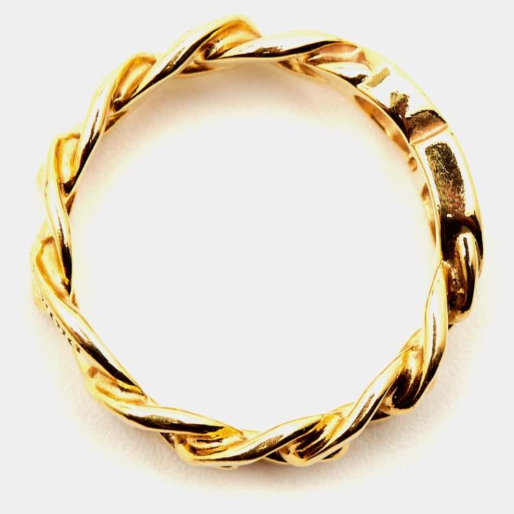 Pre Owned Dior Danseuse Étoile Gold Tone Ring Size 57