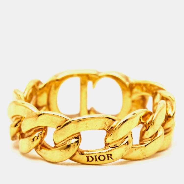 Pre Owned Dior Danseuse Étoile Gold Tone Ring Size 57