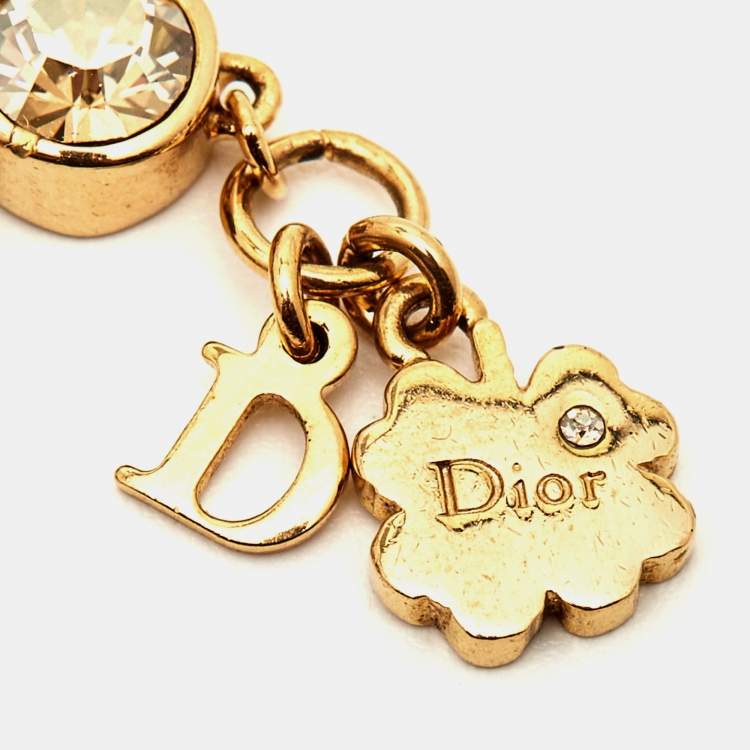 Pre Owned Dior Composite Crystals Gold Tone Bracelet