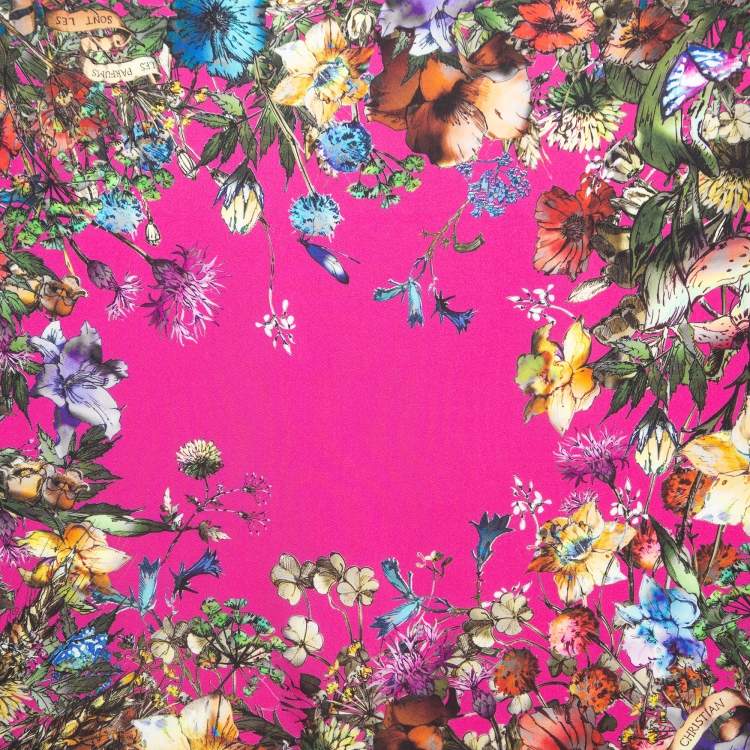 Pre Owned Dior Pink Print Silk D-Millefiori Square Scarf